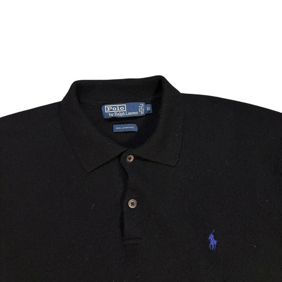 Polo Ralph Lauren Collared Lambswool Sweater Navy Blue Mens‎ XL Vintage - Picture 2 of 8